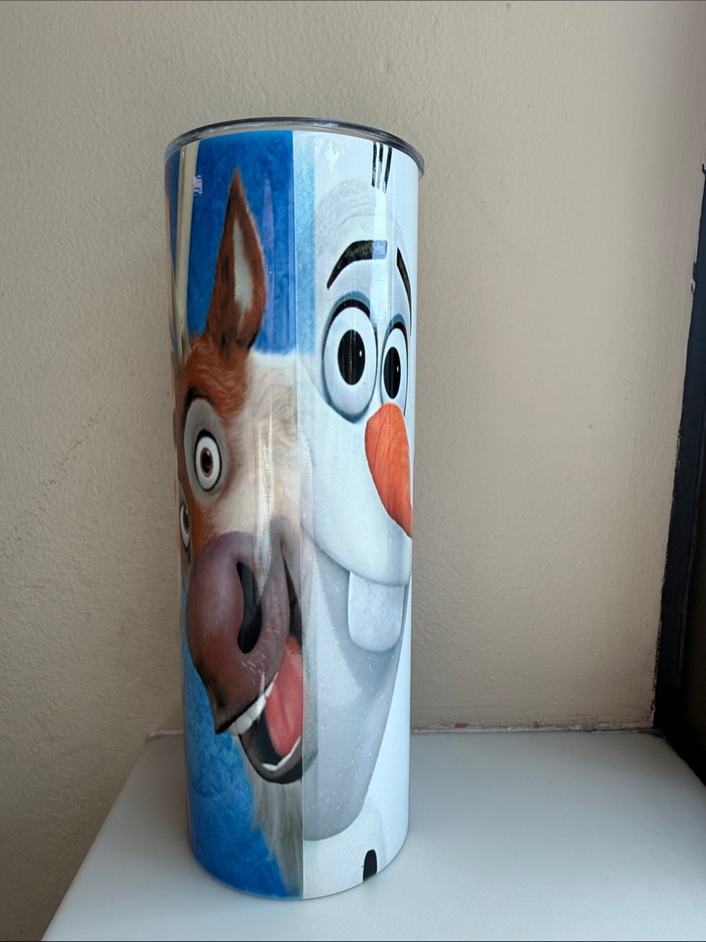 White & Blue Animated Character Stainless Travel Tumbler
